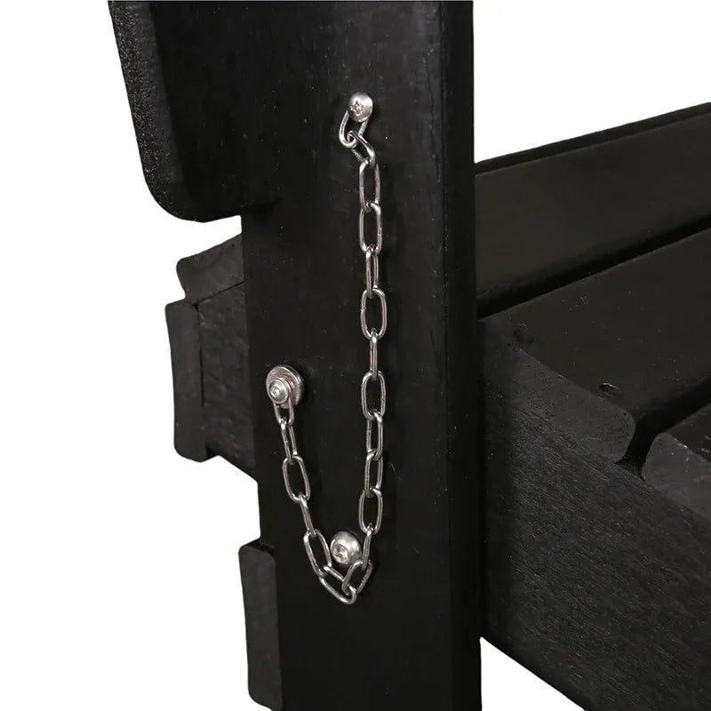 Antique Black Folding HDPE Adirondack Lounge Chair with Wide Armrests