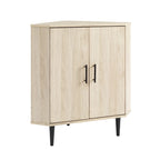 Off-White Triangular Corner Cabinet with 2 Doors & Adjustable Shelf