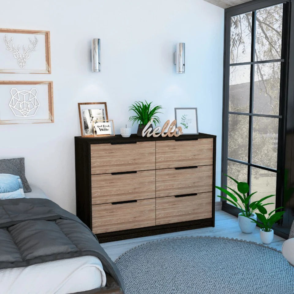 Brown Solid Wood 2-Piece Extra Deep Drawer Chest Set