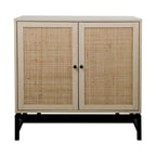Natural Rattan Door Accent Cabinet with Metal Frame - Set of 2