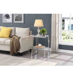 Two-Tier Chrome and Acrylic Side Table with Tempered Glass Top