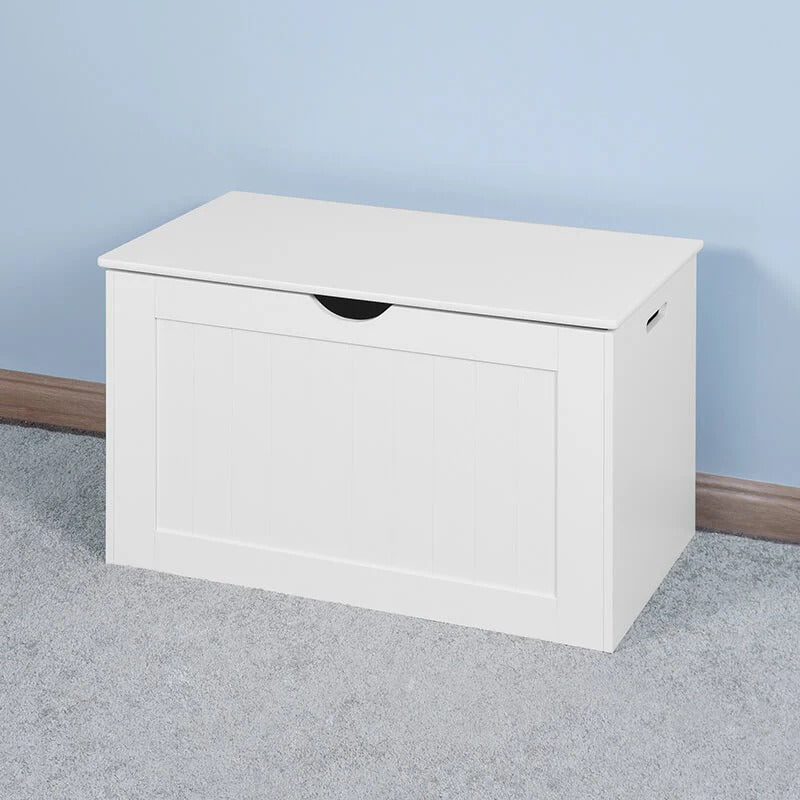 White Lift-Top Storage Bench with Dual Safety Hinges & Spacious Interior