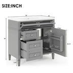 36" Gray Freestanding Bathroom Vanity with Resin Sink & 3 Drawers