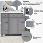 36" Freestanding Grey Bathroom Vanity with Sink, Soft-Close Door & Drawers