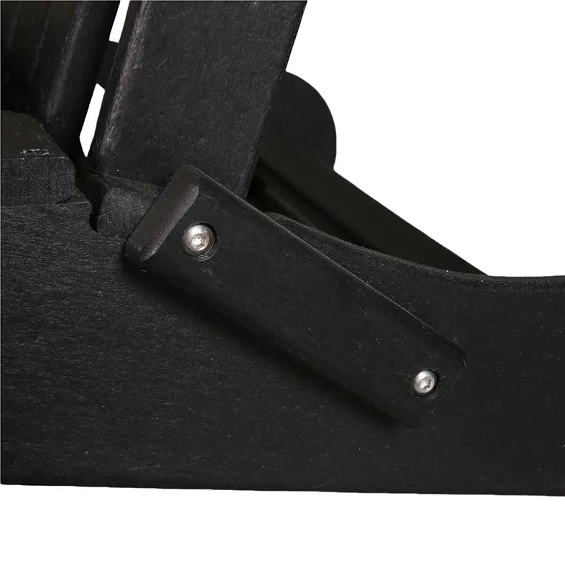 Antique Black Folding HDPE Adirondack Lounge Chair with Wide Armrests