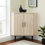 Off-White Triangular Corner Cabinet with 2 Doors & Adjustable Shelf