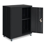 Industrial Black Filing Cabinet with Caster Wheel & Adjustable Interior Shelf
