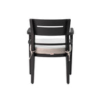 Black aluminum outdoor dining chair with beige cushion and tapered feet - Elirian