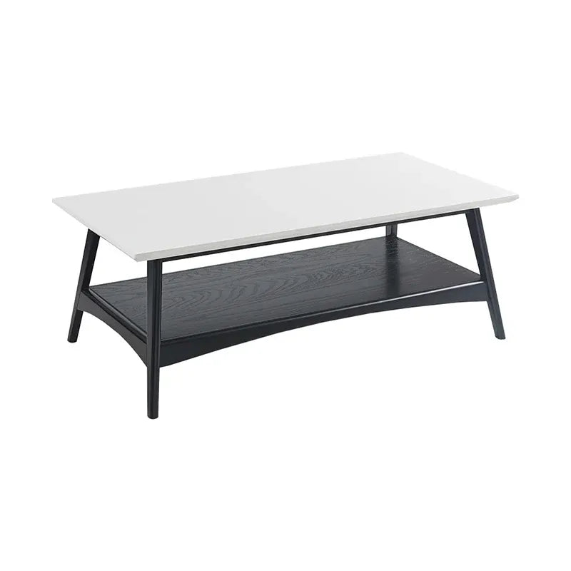 48" Mid-Century Two-Tone Coffee Table with Off-White Top & Black Base