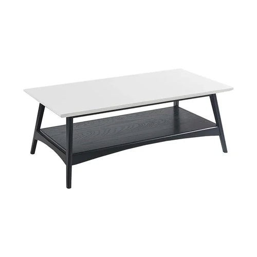 48" Mid-Century Two-Tone Coffee Table with Off-White Top & Black Base