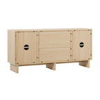 Natural 63" Coastal Oak Sideboard with Beveled Drawers & Cord Cutout