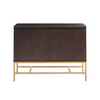 Brown Morocco Wood Grain Accent Cabinet with Gold Metal Base