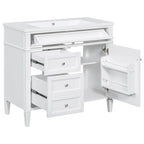 36" White Freestanding Bathroom Vanity with Sink, 3 Drawers & Cabinet
