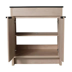 30" Light Oak Freestanding Bathroom Vanity with Black Ceramic Sink & Adjustable Shelf