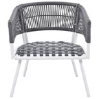 Navy Blue 4-Piece Woven Rope Patio Set with Acacia Wood Coffee Table & Cushions