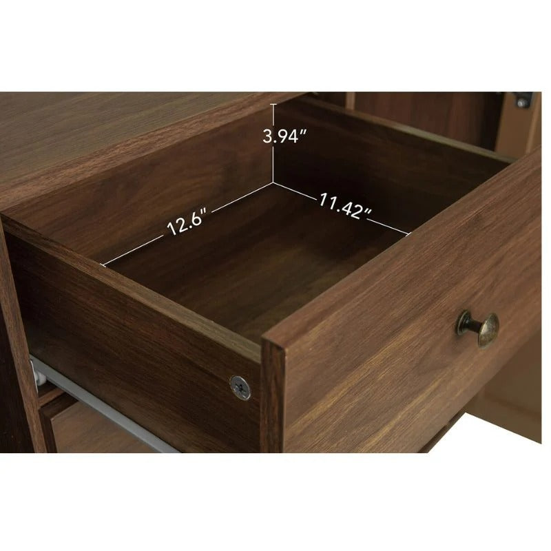 Four-Drawer Walnut Cabinet with Diamond Relief Doors & 2 Doors