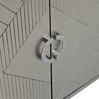 Modern Champagne Four-Door Cabinet with Pine Legs and Four Shelves