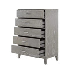 Modern Grey Five-Drawer Chest of Drawers - Wood Bedroom Storage