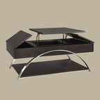 Table basse moderne expresso à plateau relevable avec rangement et structure en métal