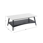 48" Mid-Century Two-Tone Coffee Table with Off-White Top & Black Base