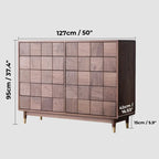 Solid Walnut 10-Drawer Dresser with Geometric Tile Front & Gold-Tone Legs