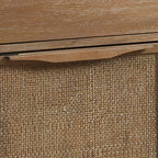 14.8" Natural Wood Woven Accent Storage Chest with Drawer & 2 Cane Doors