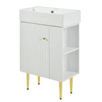 12.2" White Freestanding Bathroom Vanity with Ceramic Sink & Soft-Close Cabinet Door