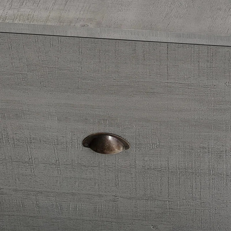 33.5" Gray Farmhouse Ladder-Frame Coffee Table with Drawer