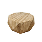 38" Natural Geometric Coffee Table with 3D Embossed Surface