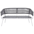 Navy Blue 4-Piece Woven Rope Patio Set with Acacia Wood Coffee Table & Cushions