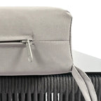 Grey 4-Piece Woven Rope Outdoor Lounge Set with Tempered Glass Coffee Table