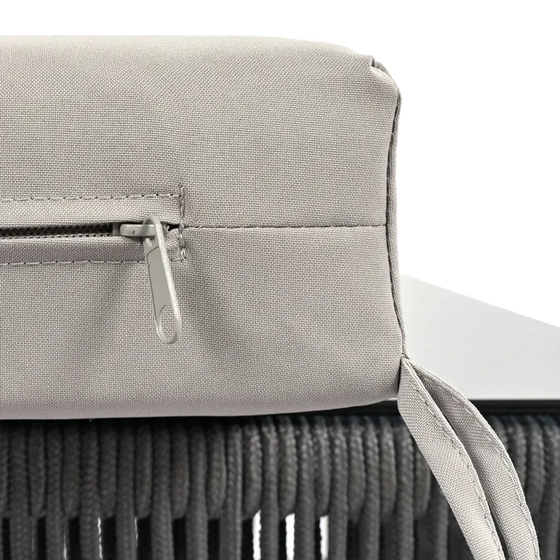 Grey 4-Piece Woven Rope Outdoor Lounge Set with Tempered Glass Coffee Table