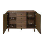 Four-Drawer Walnut Cabinet with Diamond Relief Doors & 2 Doors