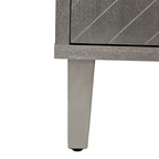 Modern Champagne Four-Door Cabinet with Pine Legs and Four Shelves