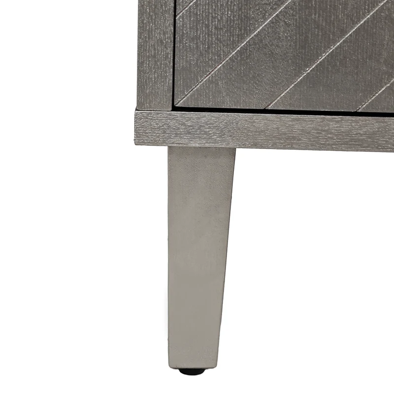 Modern Champagne Four-Door Cabinet with Pine Legs and Four Shelves