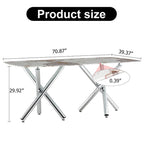 70.87" White Faux Marble Rectangular Dining Table with Silver Chrome Legs