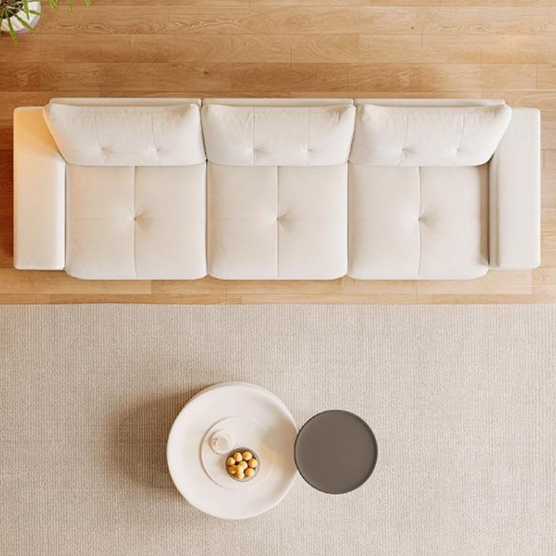 Canapé 3 places moderne beige imperméable avec niche pour chat et larges accoudoirs