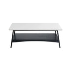 48" Mid-Century Two-Tone Coffee Table with Off-White Top & Black Base