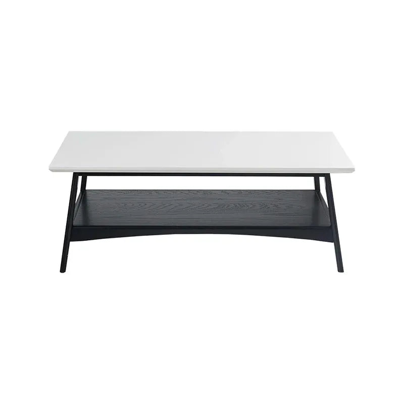 48" Mid-Century Two-Tone Coffee Table with Off-White Top & Black Base