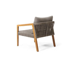 28" Grey Outdoor Club Chair with Acacia Wood Frame, PE Rattan Weave & Cushion