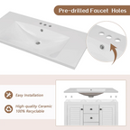 36" White Freestanding Bathroom Vanity with Sink, Cabinet & Open Shelf