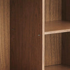 Walnut Veneer Accent Storage Cabinet with Matte Black Metal Base - 2 Doors