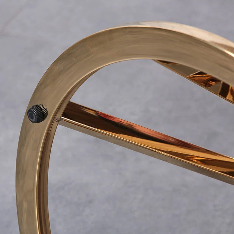 Round Gold Glass Side Table with Spiral Stainless Steel Frame