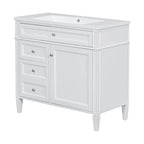 36" White Freestanding Bathroom Vanity with Sink, 3 Drawers & Cabinet