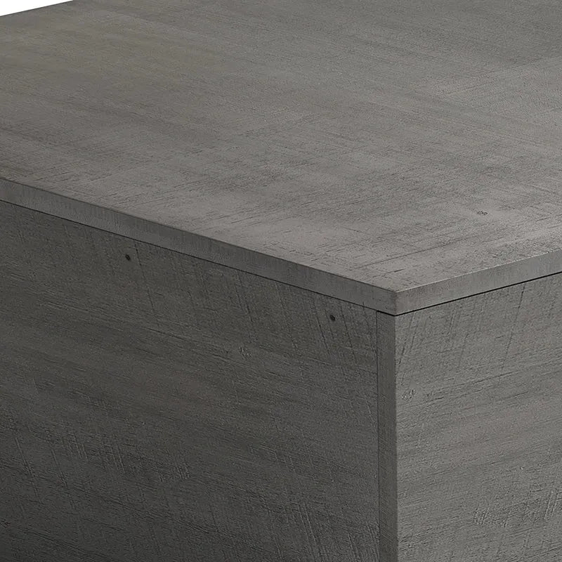 33.5" Gray Farmhouse Ladder-Frame Coffee Table with Drawer