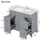 36" Freestanding Grey Bathroom Vanity with Sink, Soft-Close Door & Drawers