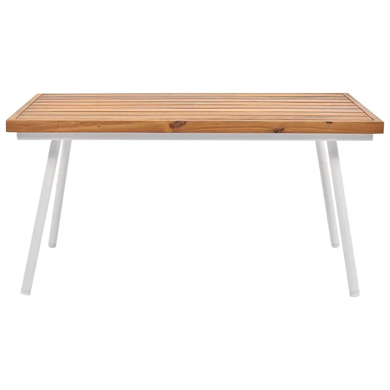 4-Piece Grey Woven Rope Outdoor Lounge Set with Acacia Wood Coffee Table