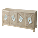Modern 4-Door Storage Cabinet with Mirrored Decorative Doors & Shelves