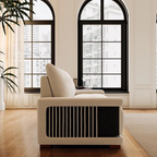 Canapé 3 places moderne beige imperméable avec niche pour chat et larges accoudoirs