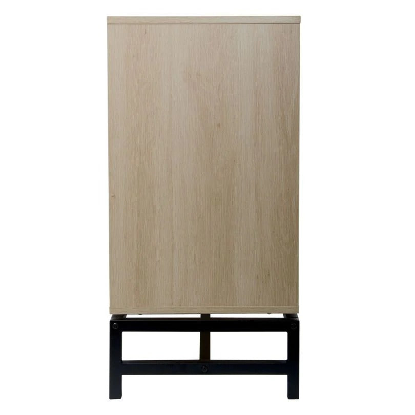 Natural Rattan Door Accent Cabinet with Metal Frame - Set of 2